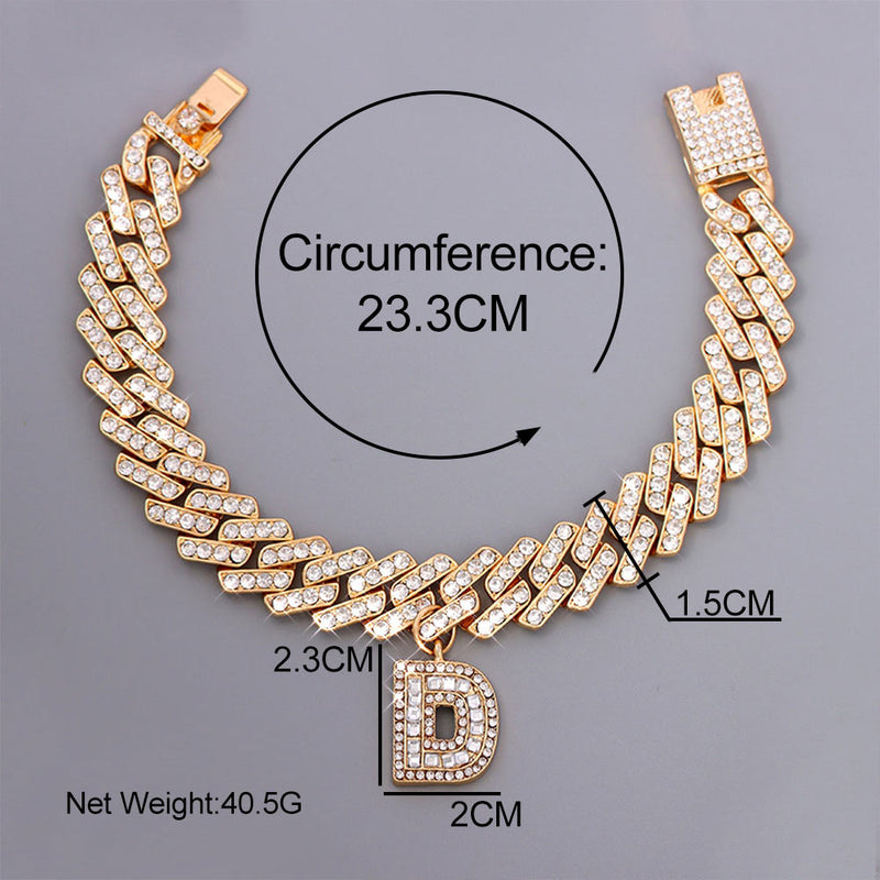 Women’s Cuban Link Chain Anklets With A-Z Initial - ICEKNG