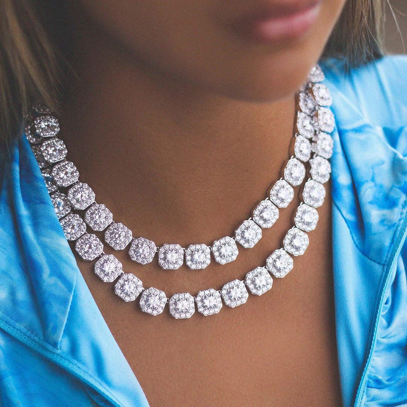 Women’s Diamond Crystal Heart Cuban Link Chain - ICEKNG