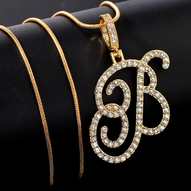 Diamond Cursive letter pendant - ICEKNG