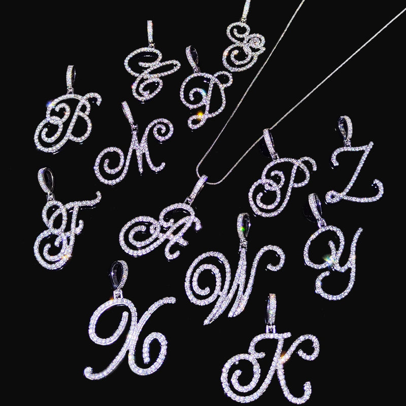 Diamond Cursive letter pendant - ICEKNG