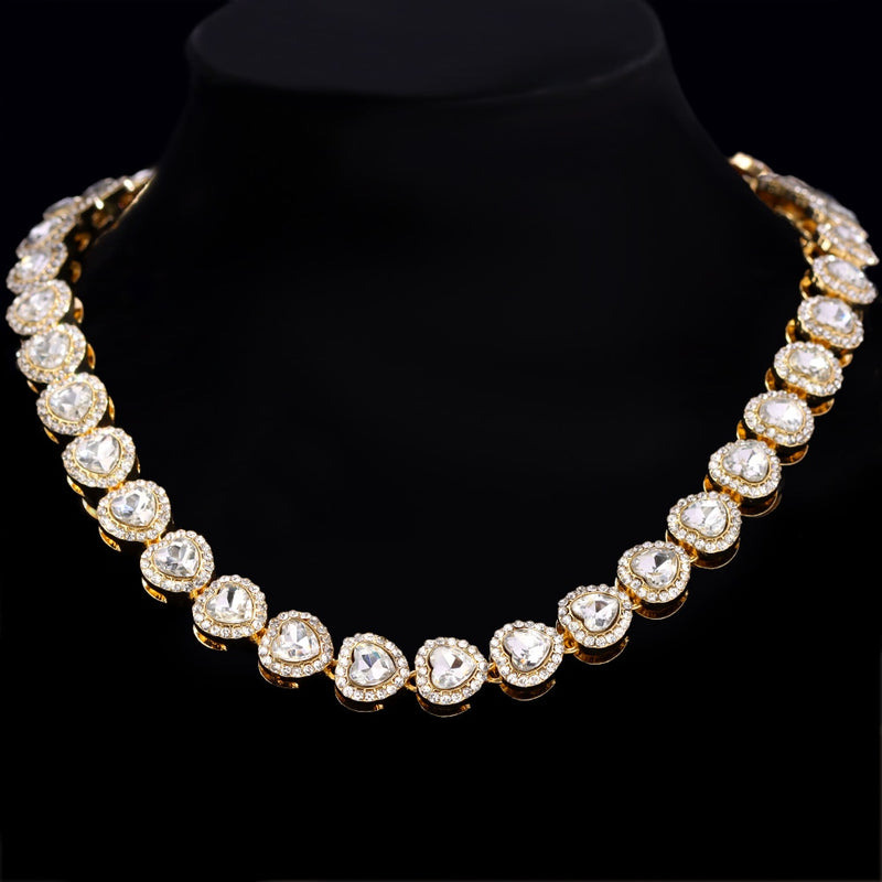 Women’s Diamond Crystal Heart Cuban Link Chain - ICEKNG