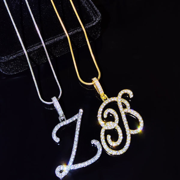 Diamond Cursive letter pendant - ICEKNG
