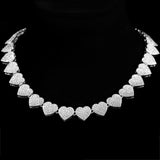 Women’s Diamond Crystal Heart Cuban Link Chain - ICEKNG