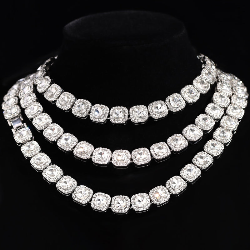 Clustered Tennis Necklace - ICEKNG