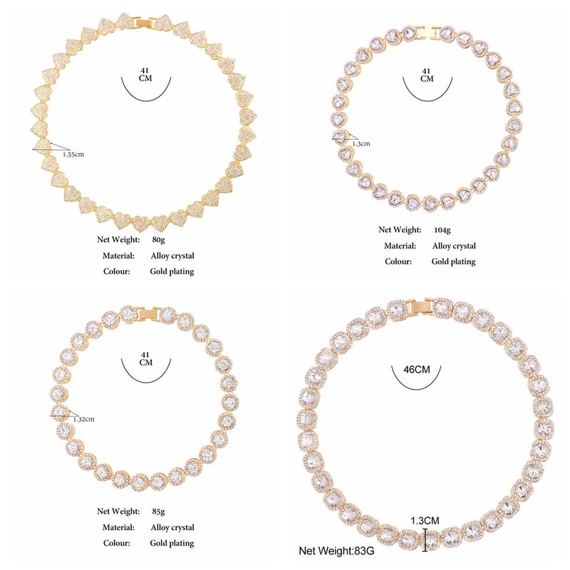 Women’s Diamond Crystal Heart Cuban Link Chain - ICEKNG