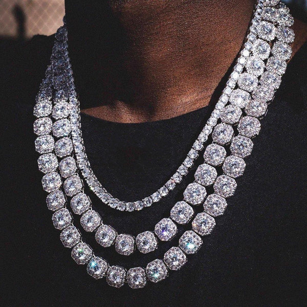 Clustered Tennis Necklace - ICEKNG