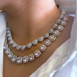 Women’s Diamond Crystal Heart Cuban Link Chain - ICEKNG