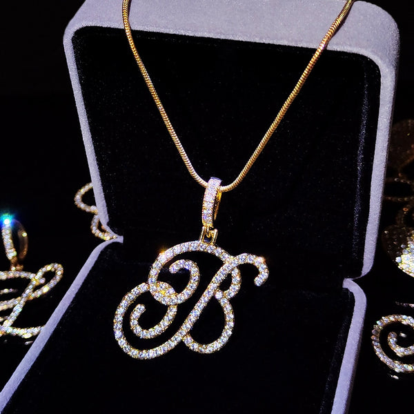 Diamond Cursive letter pendant - ICEKNG