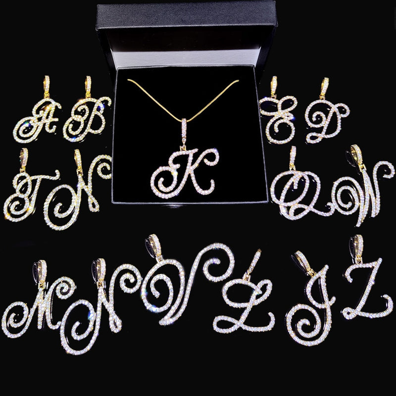 Diamond Cursive letter pendant - ICEKNG